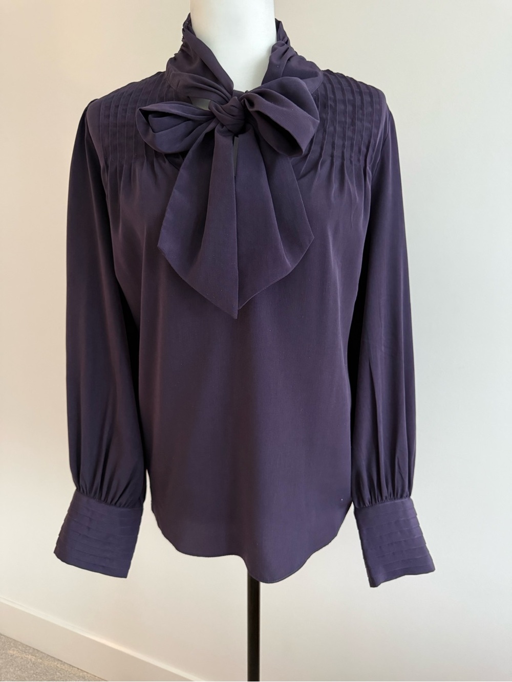 RW & Co Women's Bow Neck Long Sleeve Top - Purple